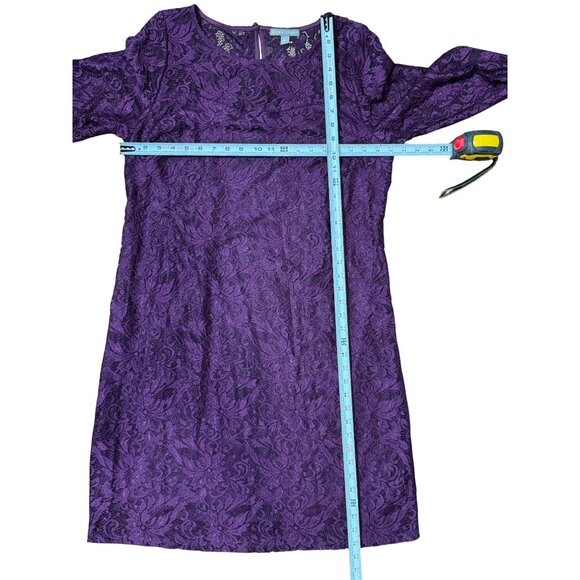 Jessica London 16W Womens Mother Of The Bride Groom Purple Lace Dress Elegant - Picture 7 of 8